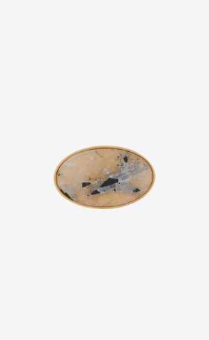 YSL Oversize Oval Cabochon Cuff Bracelet In Metal And Rock Crystal Zlaté Černé | 43071-OSPR